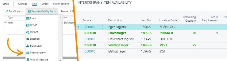 Inventory lookup across companies in Dynamics 365 Business Central
