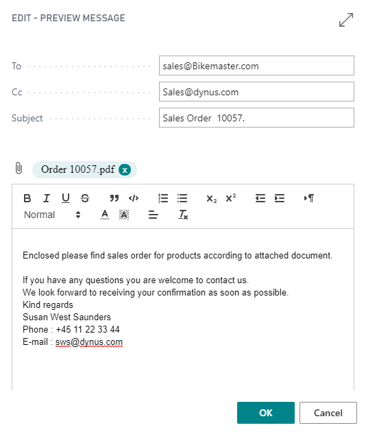 Writing an Email in Business Central