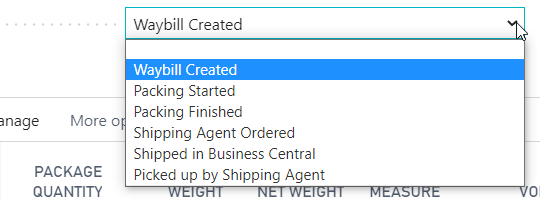 Waybill status in Dynamics 365 Business Central